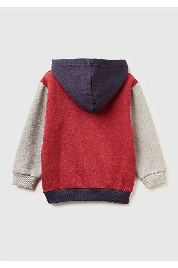 Детские свитшот для мальчиков с принтом United Colors Of Benetton, Burgundy-Grey — фото 2