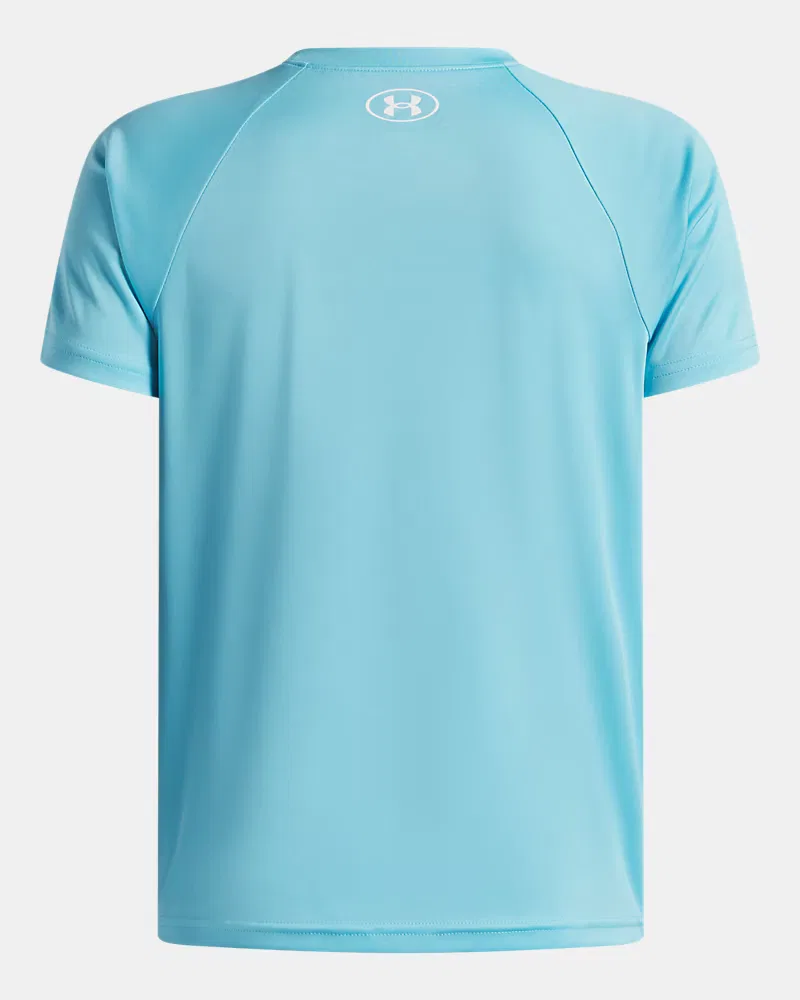 Футболка для мальчиков с коротким рукавом и защитой UPF 30 UA Script Logo UnderArmour, Fresco Blue/Black/White — фото 2