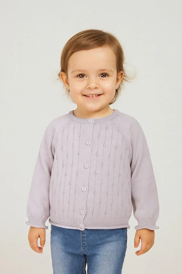 Детский вязаное ажурное кардиган для девочек Minora, Lilac