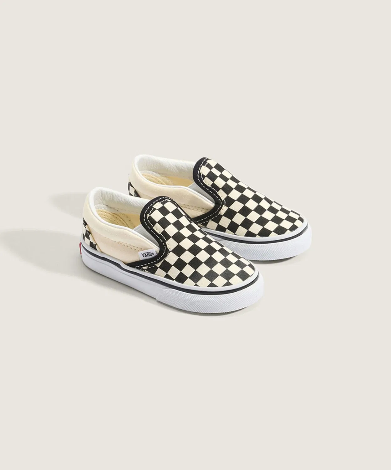 Детские слипоны с клетчатым принтом VANS Classic Slip-On, Black/White — фото 2