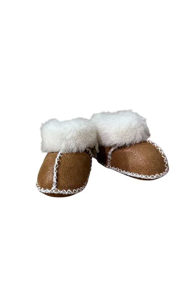 Детские пинетки кожаные без каблука Leather baby booties Store, Brown