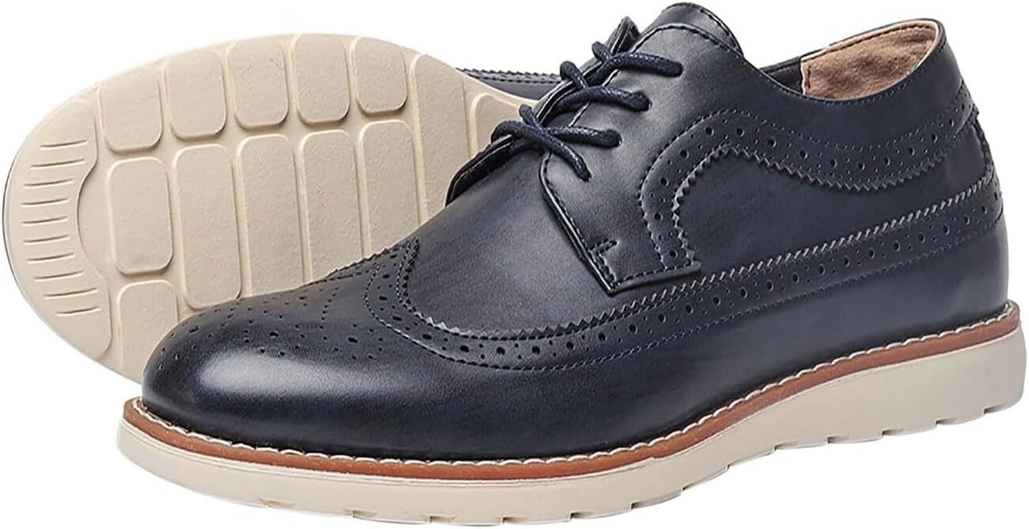 

Мужские оксфорды с крыльями, повседневная и вечерняя обувь, кожаные туфли с заостренным носком, дерби на шнуровке, прогулочные модные низкие кожаные туфли для свадьбы, выпускного, работы и активного отдыха Generic, синий