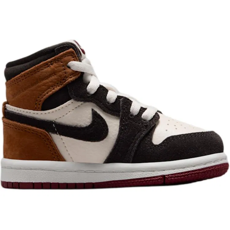 Детские кроссовки для мальчиков высокие дышащие Jordan Air Jordan 1 Breathable High Top Toddler Shoes Shadow Brown, Shadow Brown — фото 3