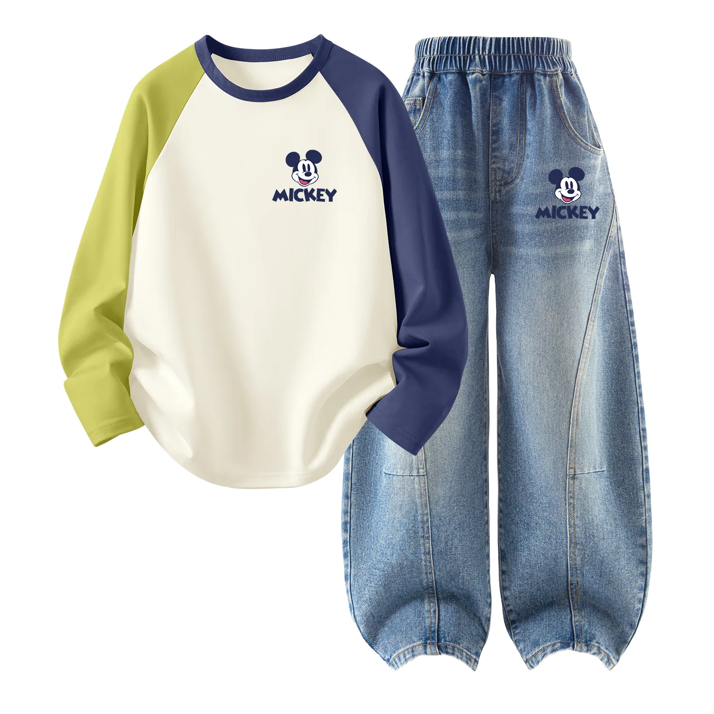 Детский спортивный комплект из футера с принтом Disney, Di Bubble Flower Rose Purple+Solid Color Denim Light Blue — фото 3