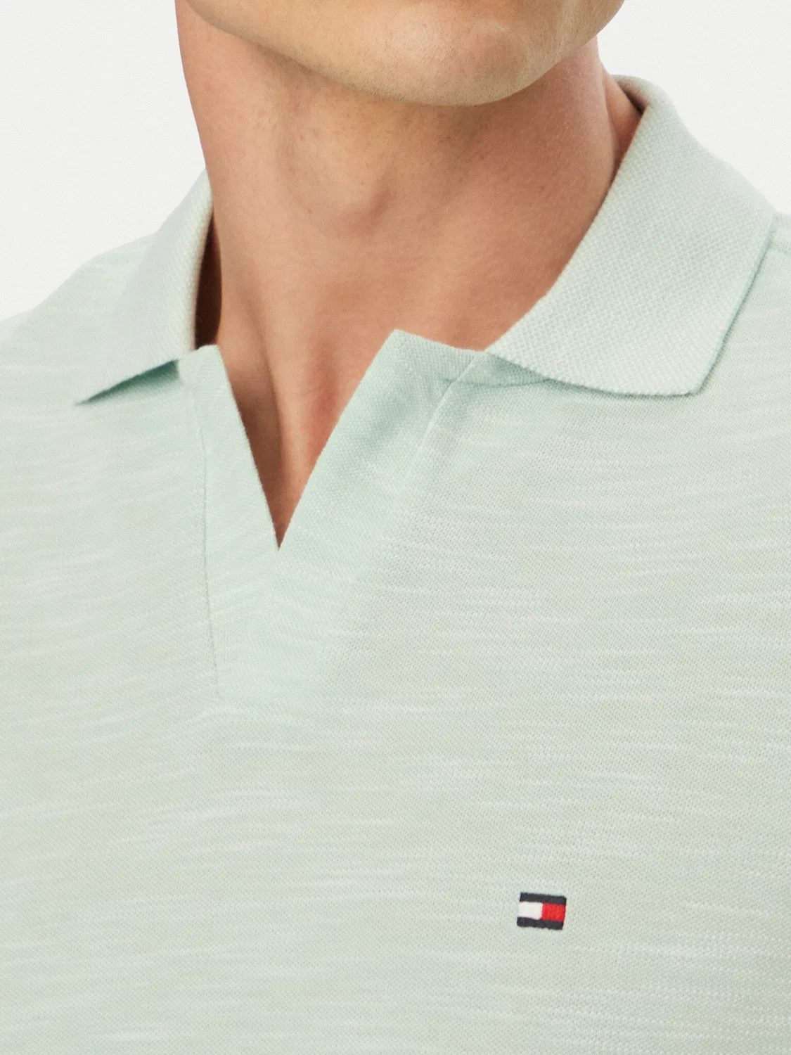 Мужское поло стандартного кроя Textured Oxford Pique Tommy Hilfiger, светло-зеленый — фото 4