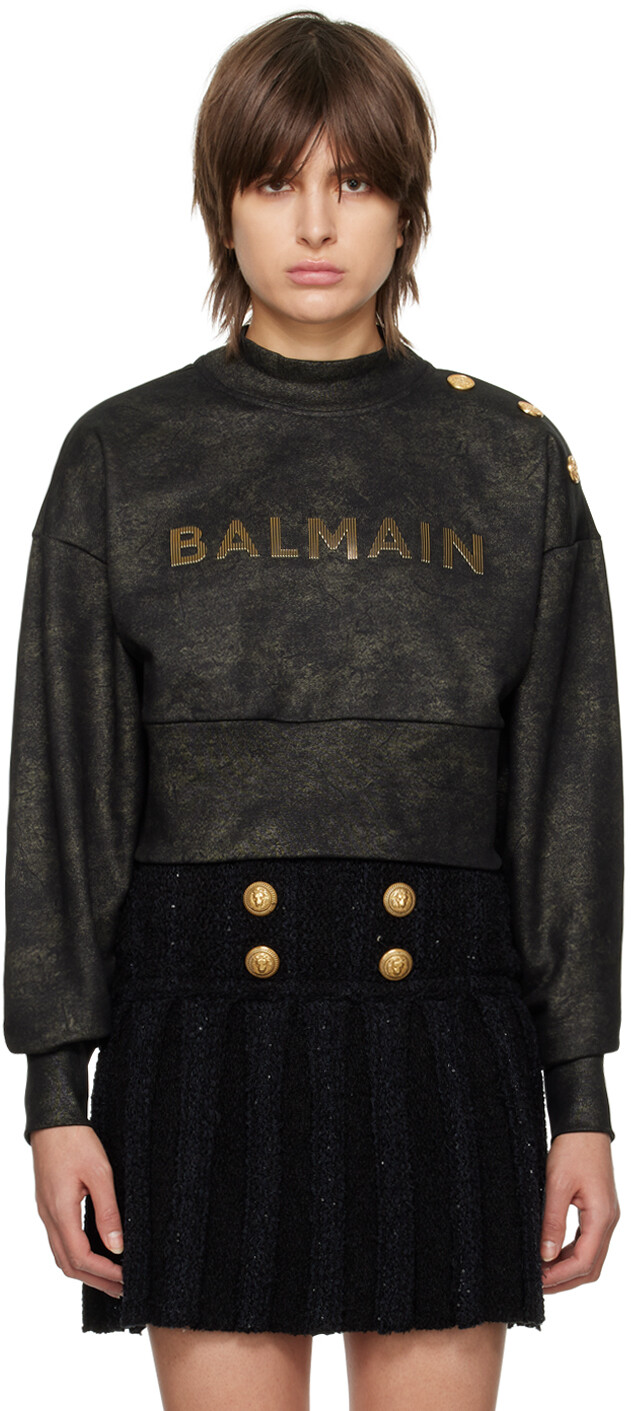 

Черный укороченный свитшот Balmain