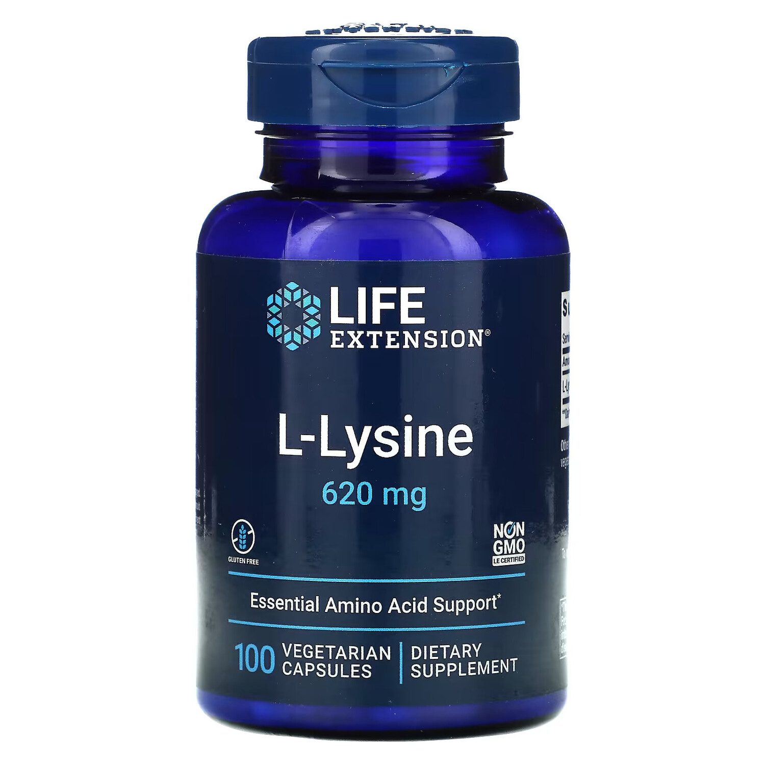 

Life Extension, L-лизин, 620 мг, 100 растительных капсул