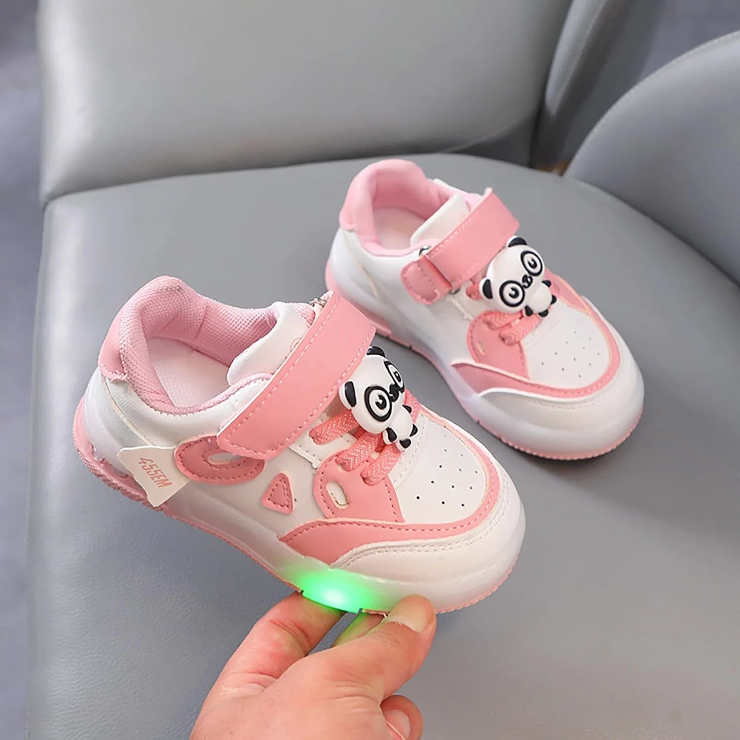 Детские кожаные кроссовки для мальчиков и девочек, Pink — фото 2