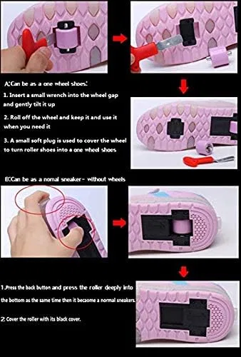 Детские кроссовки-ролики с LED-колесами Unisex Roller Sneakers Exgingle, Pink — фото 2
