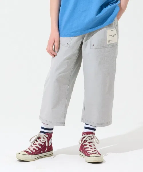 Детские брюки-чинос из сисакукера с эластичным поясом, модель Seersucker Loose Cropped Pants KRIFF MAYER Kid's Collection, Olive — фото 2