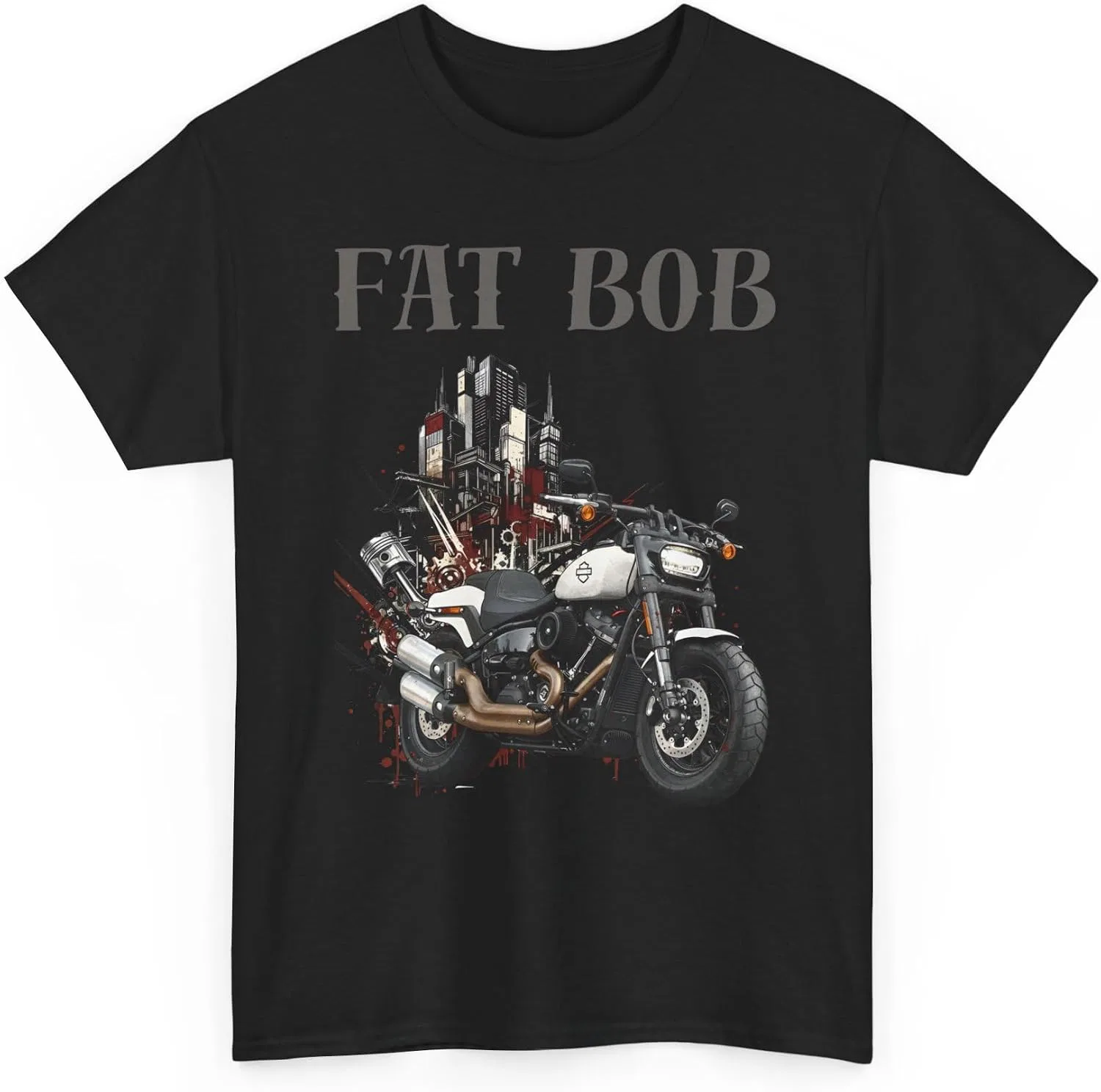 Женская футболка с принтом Harley Fat Bob GENERIC, Black