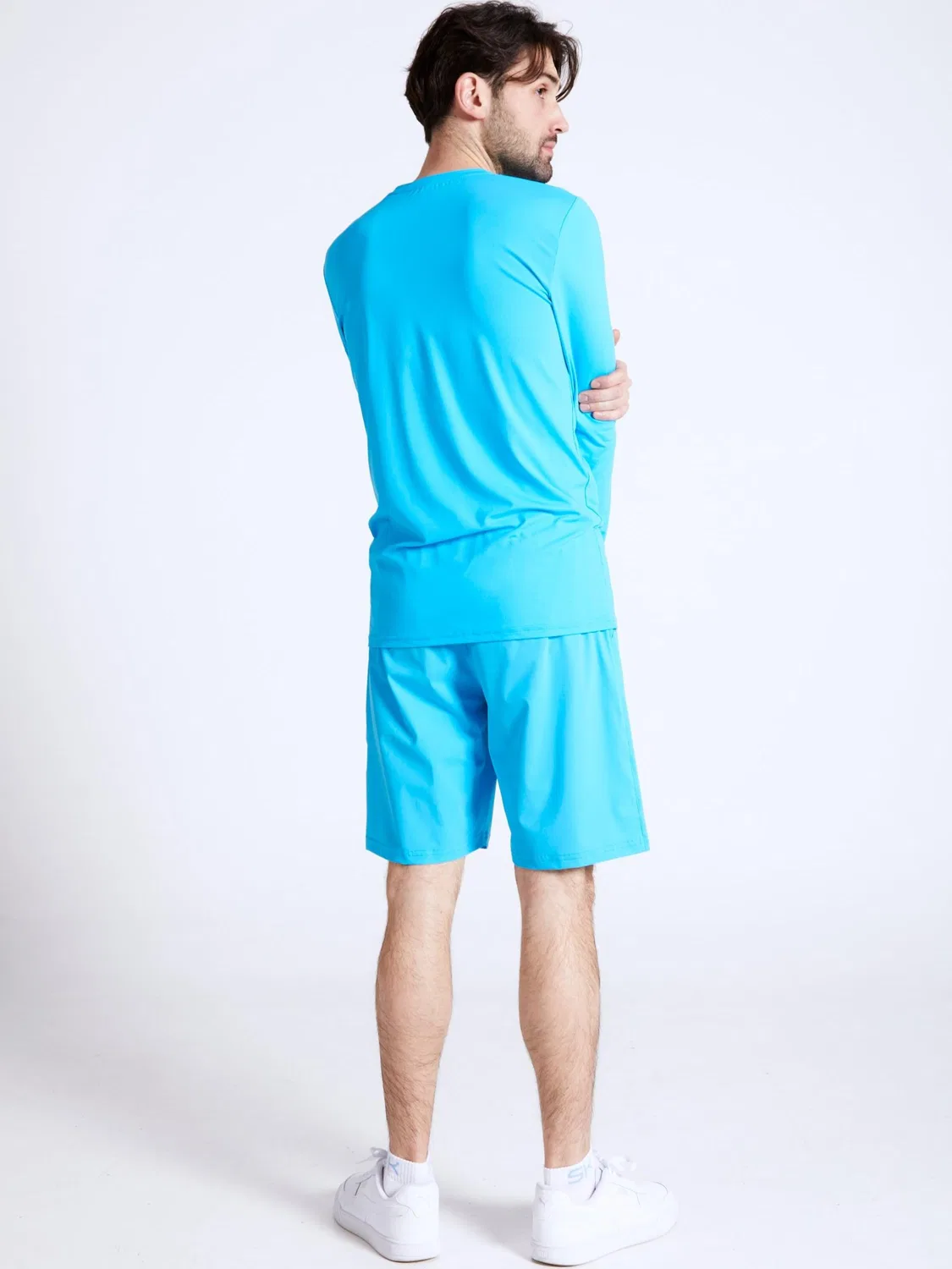 Спортивная футболка Sportkind Performance Shirt с круглым вырезом и длинными рукавами, бирюзового цвета — фото 3