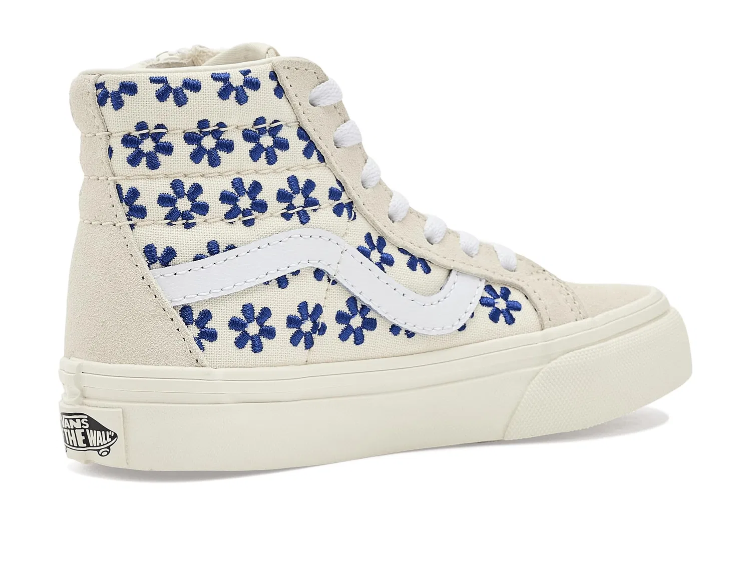 Кроссовки Sk8-Hi Reissue Side Zip (для маленьких детей) Vans Kids, Chantilly Floral White/True Blue — фото 4