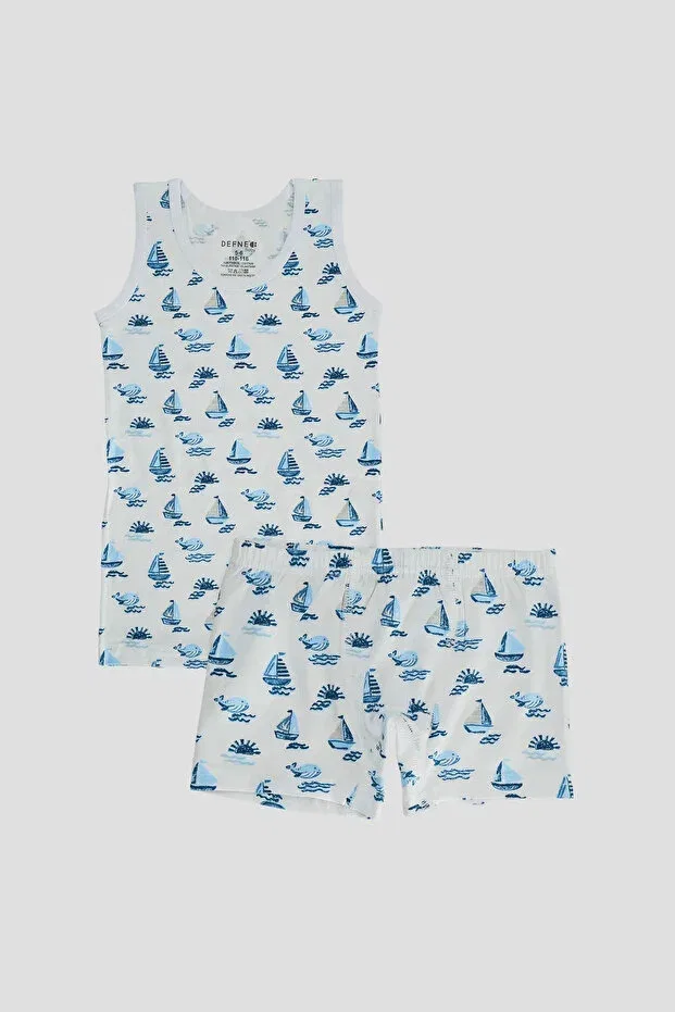 Детский комплект нижнего белья для мальчиков хлопковый Sea Pattern Defne Baby, Colored