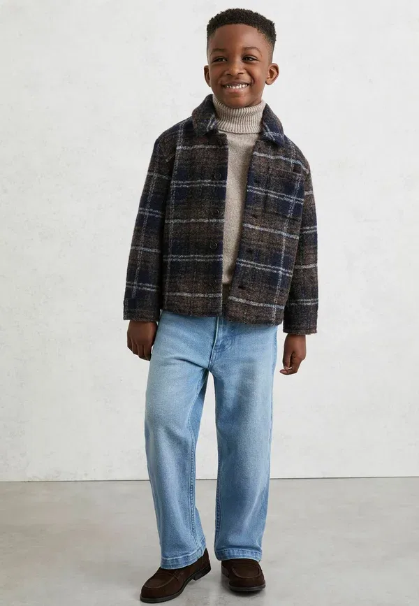 Пальто клетчатое Over Reiss, Navy Blue, Brown, темно-синий/коричневый — фото 2