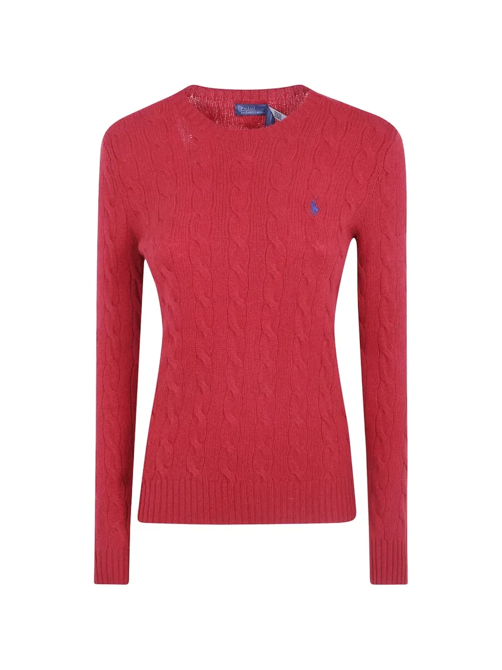 Вязаный шерстяной свитер в косичку POLO RALPH LAUREN, красный