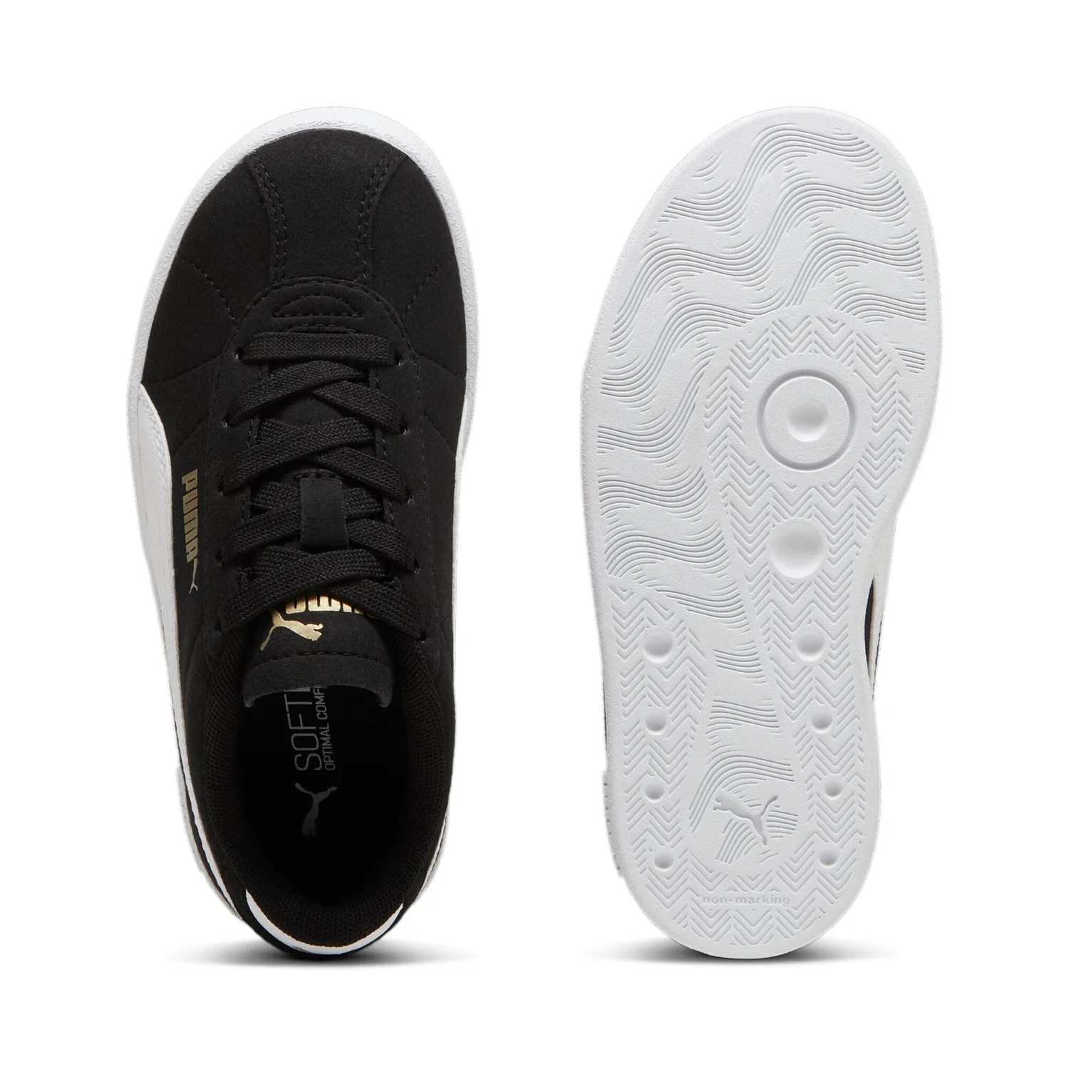 Детские кроссовки в стиле футбол PUMA Club II PUMA, Black/White/Gold — фото 4