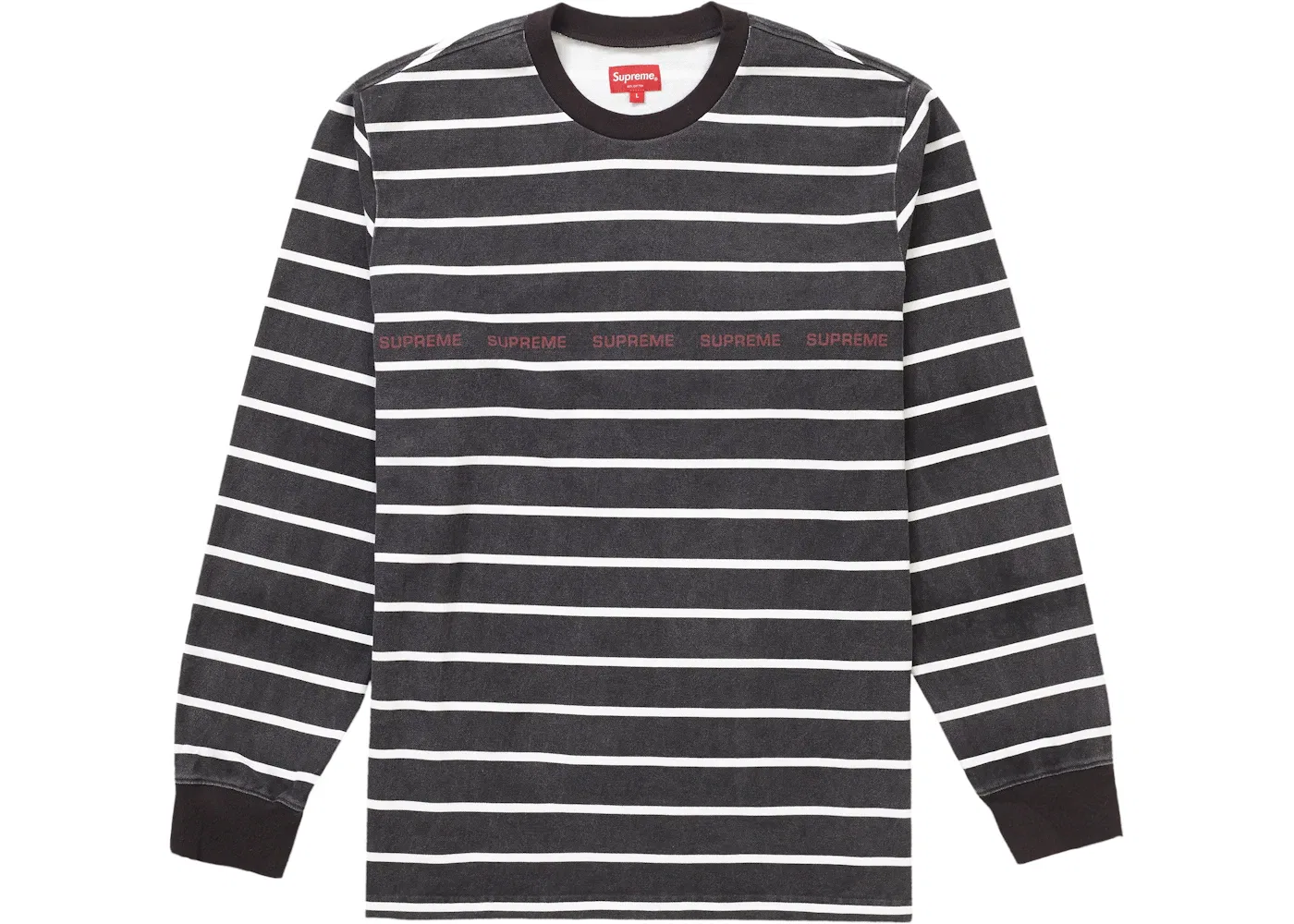 Мужской топ с длинным рукавом с принтом Printed Stripe Pique Supreme, черный