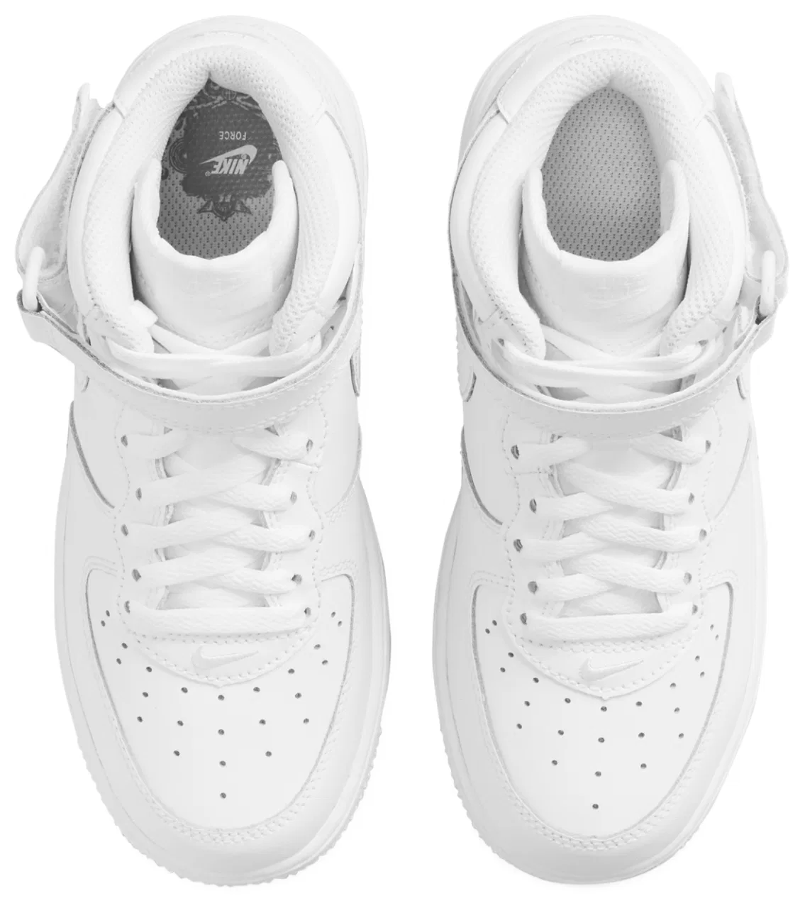 Детские кроссовки для мальчиков с кожаным верхом Nike Air Force 1 Mid LE, White/White/White — фото 4