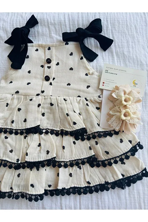 Детское платье для девочек хлопковое Heart Ruffle Muslin Dress Bobby Baby, Ecru — фото 2