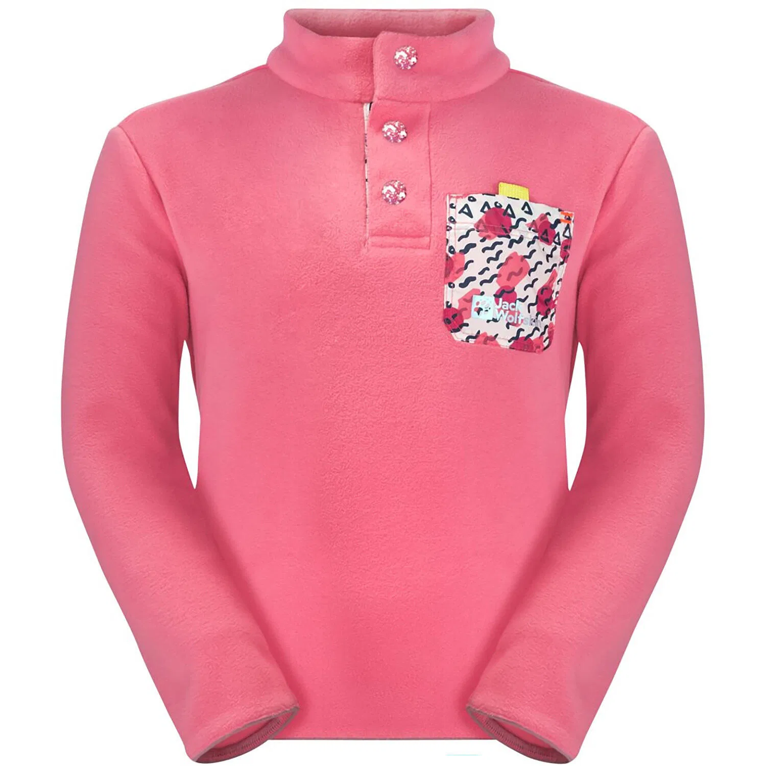 Детский свитшот с флисом VILLI BUTTON FLEECE Jack Wolfskin, Роза / Черный
