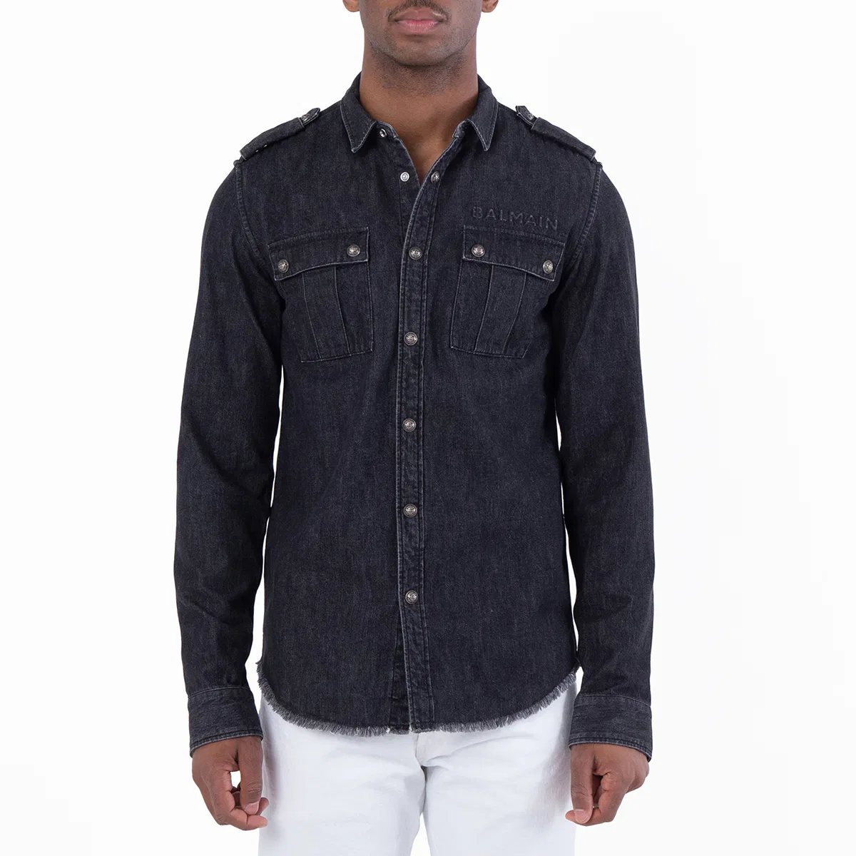 Джинсовая рубашка с длинным рукавом Balmain, Black