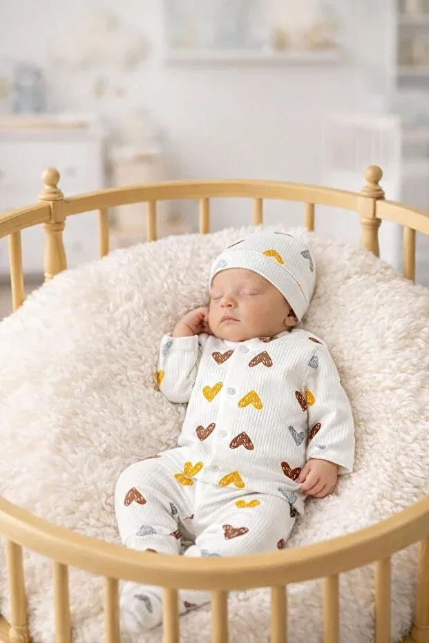 Детский комплект бодиков для новорожденных хлопковый Bys Baby Fashion, Heart-Shaped Brown — фото 4