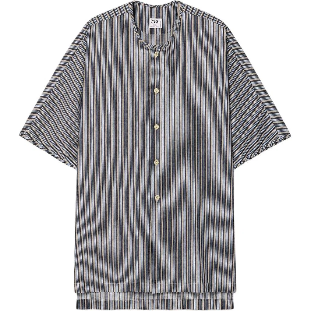 Мужская рубашка с круглым вырезом Blue ZARA, Blue