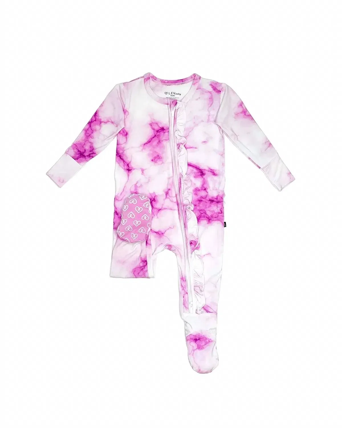 Детский боди-комбинезон с длинным рукавом и принтом тай-дай Madi Tie Dye Zippered Footies Lev Baby, Pink Ice