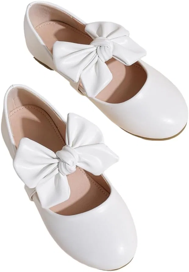 Детские балетки для девочек с бантом Mary Jane Ballet Flats JGKDTX, White