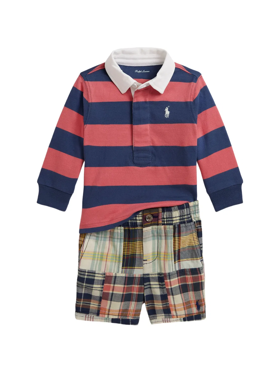 Комплект для новорожденного в технике пэчворк Polo Ralph Lauren Kids, синий