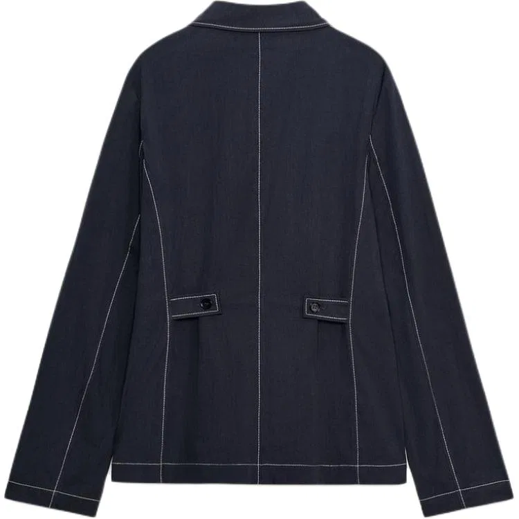 Женская рубашка с лацканами ZW Shirts Blue/Gray, ZARA, Blue/Gray — фото 3