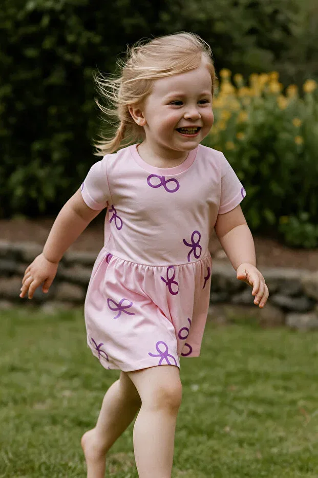 Детское платье для девочек хлопковое Ribbon Printed Cotton Nimini Kids, Pink
