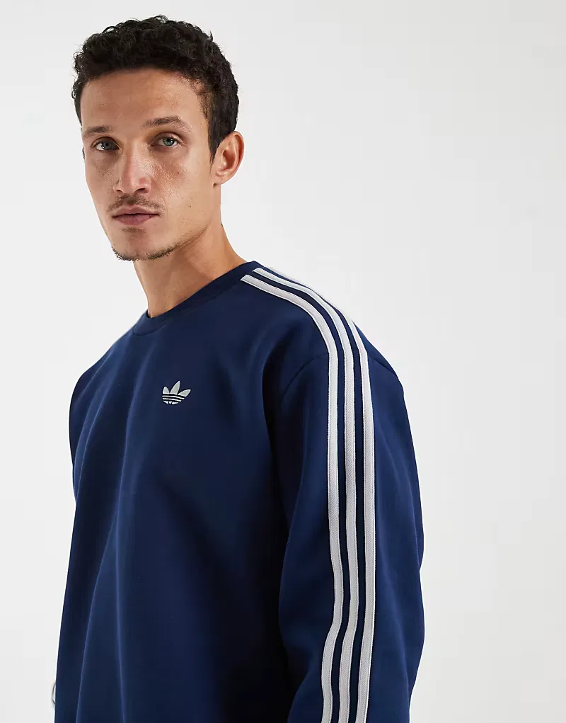 Свитшот Adidas Originals Adicolor с тремя полосками, свободного кроя, ночной индиго/серый — фото 3