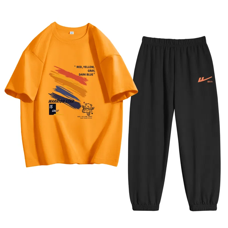 Детский спортивный комплект с логотипом Cream Yellow/H Colorblock-Black/H Orange Red Logo Silicone K WARRIOR — фото 3