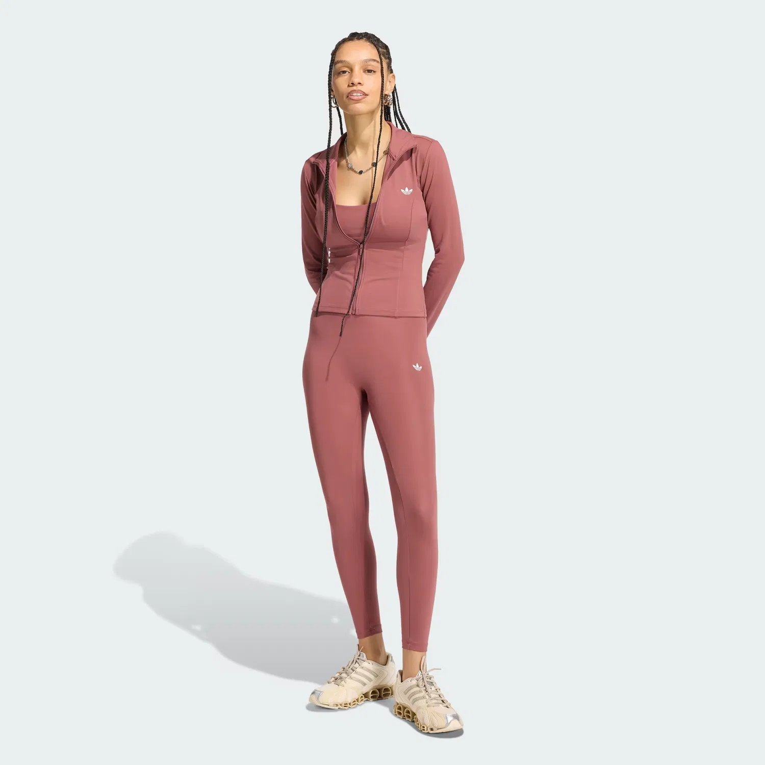 Женская олимпийка с молнией и воротником-стойкой Essentials Polyester Tracktop Adidas Originals, бордовый — фото 3