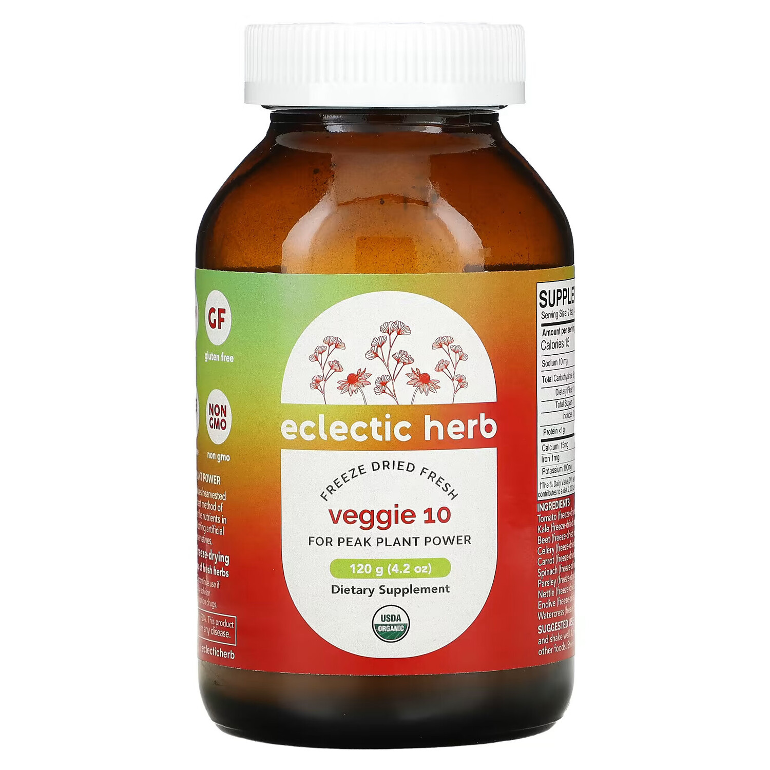 

Eclectic Institute, Veggie 10, порошок из цельных пищевых продуктов, 4,2 унции (120 г)