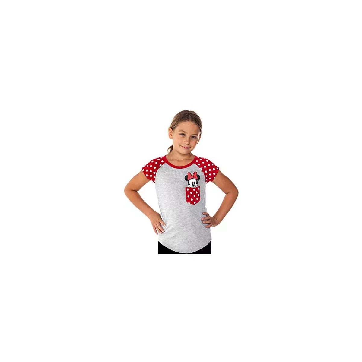 Детская футболка с коротким рукавом с принтом Minnie Mouse Peeking Pocket Tee Disney, Light Grey — фото 4