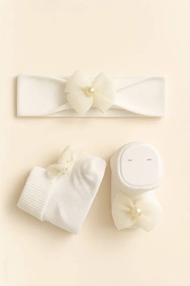 Детский набор носков для девочек с принтом Bow Bandana Gift Baby Socks Set Generic Brands, Nude Color