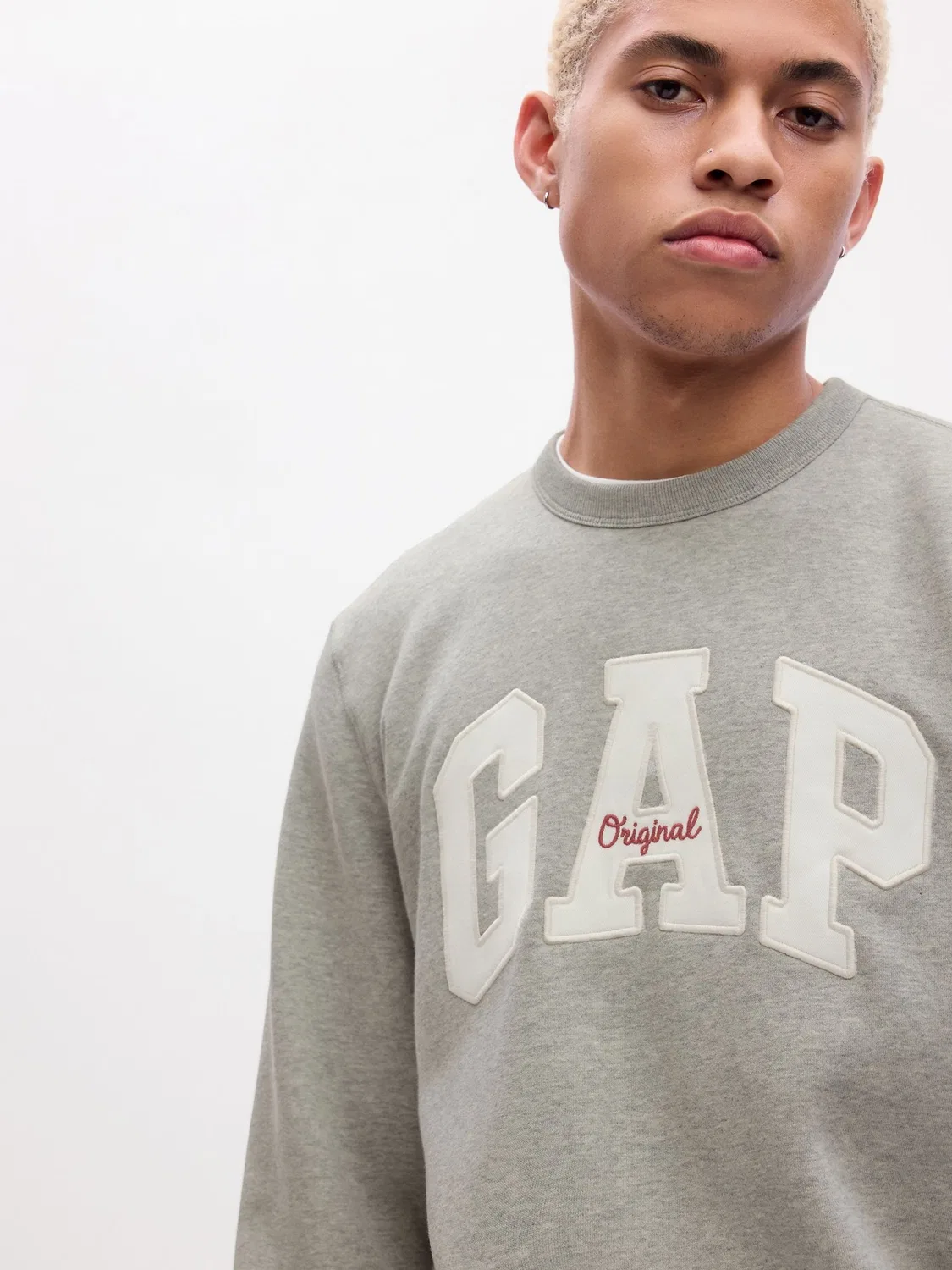 Свитшот свободный Relaxed Logo Gap, серый — фото 3