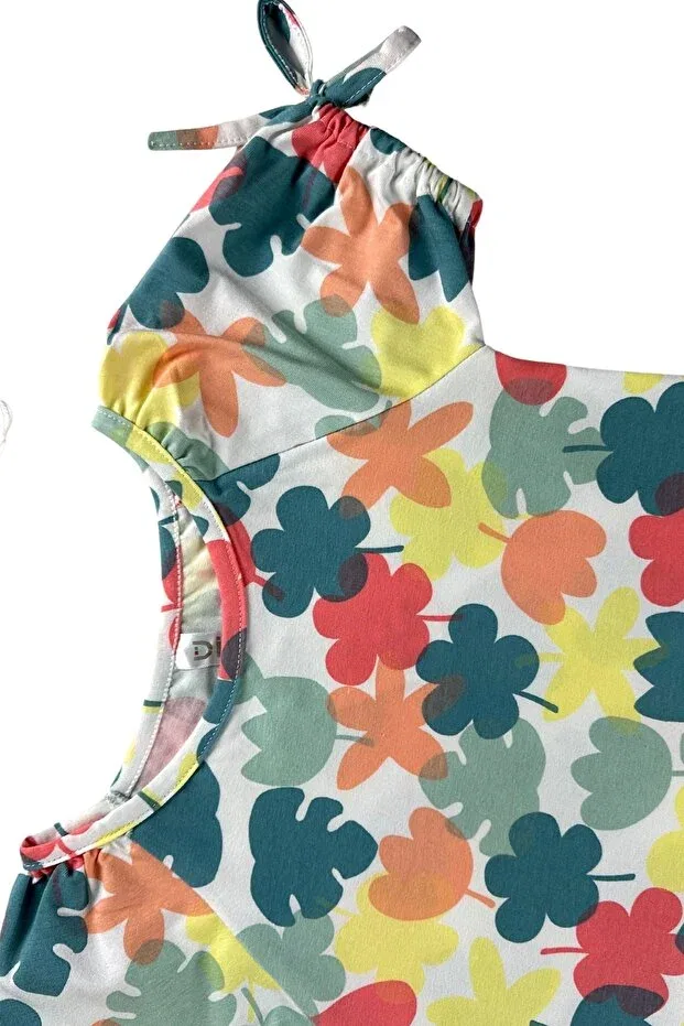 Детское платье для девочек с принтом Balloon Sleeve Dress Difa Kids, Green — фото 3