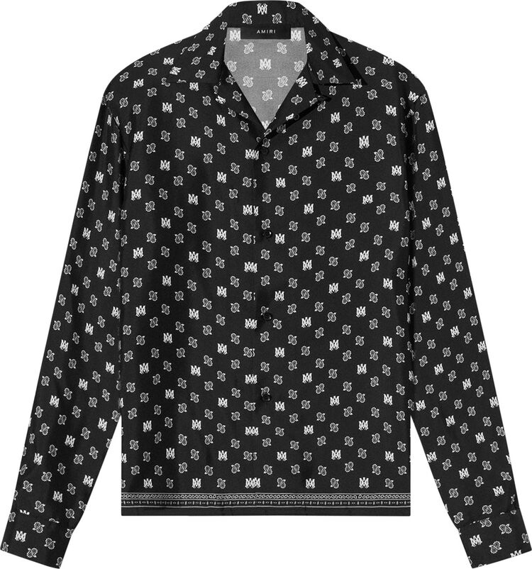 

Рубашка Amiri MA Repeat Logo Long-Sleeve Camp Shirt 'Black', черный