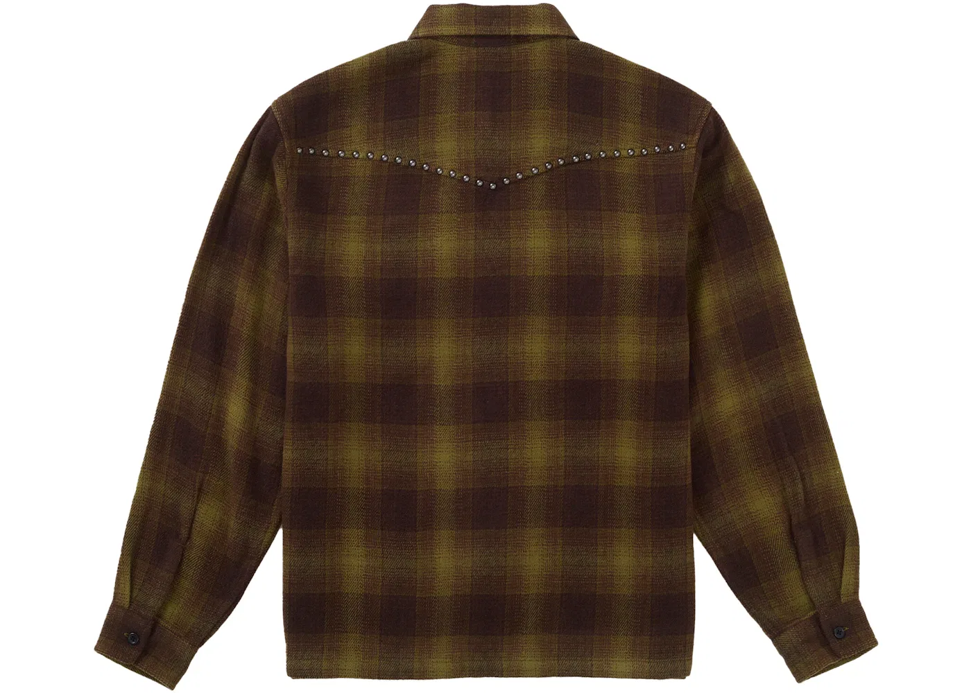 Мужская рубашка с принтом Supreme Studded Shadow Plaid Zip Up Shirt Supreme, Green — фото 2