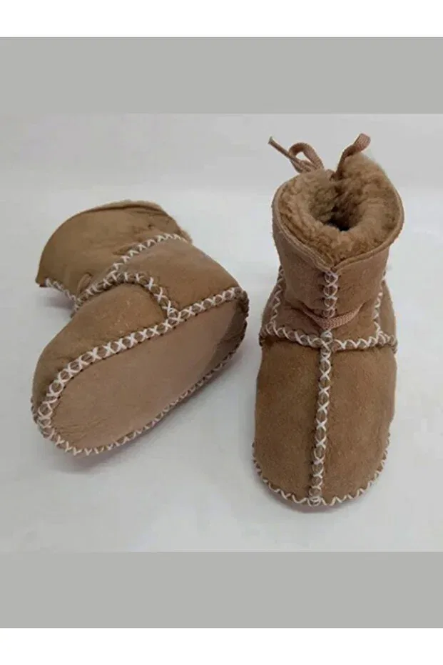 Детские ботинки для мальчиков и девочек органические кожаные Tuğbiş, Tan Color
