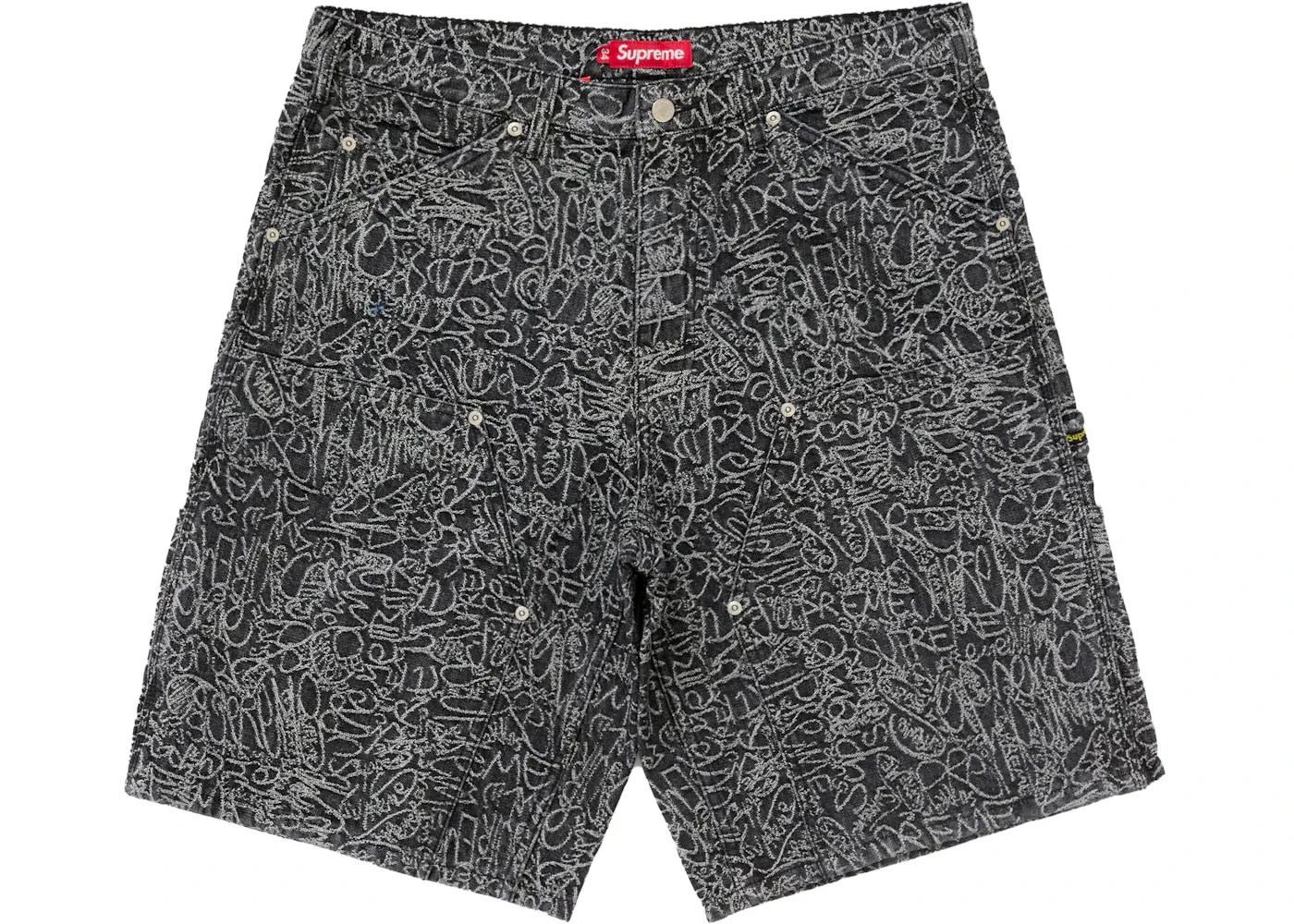 Мужские шорты из денима Supreme Handwriting Double Knee, Black