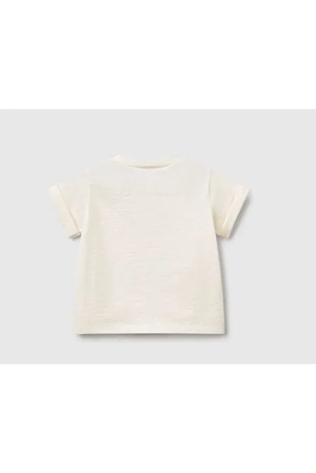 Детская футболка для девочек с коротким рукавом United Colors Of Benetton, Ecru — фото 2