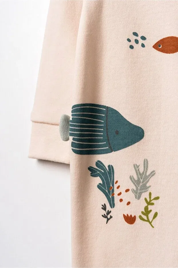 Детский комбинезон для новорожденных с длинным рукавом Babycosy Organic Wear, Ecru — фото 4
