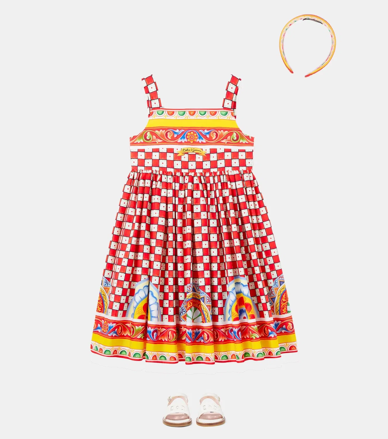 Платье в клетку Taormina Dolce&Gabbana Kids, мультиколор — фото 2