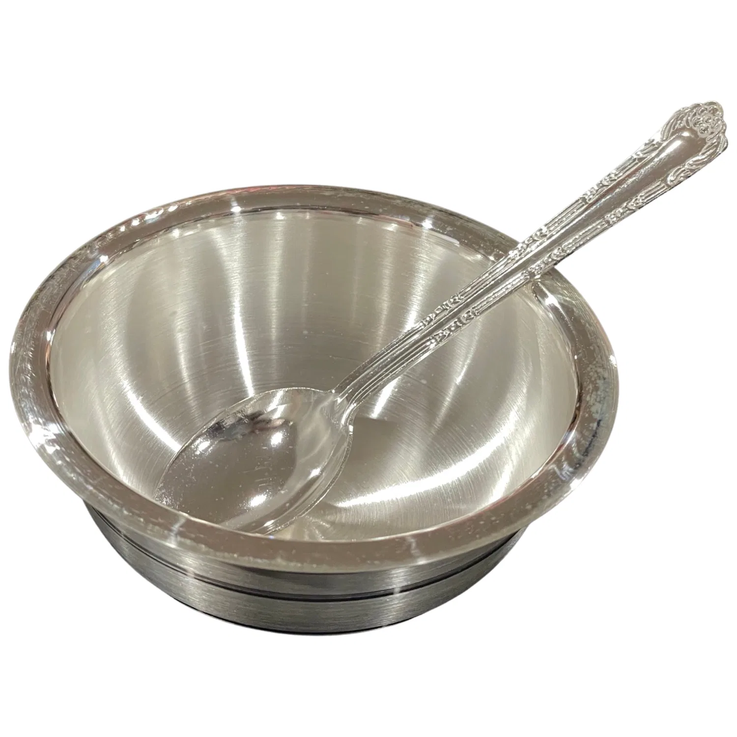 Набор детской посуды: миска и ложка, 125 мл, 999 проба серебра, Sanskreeti, Silver