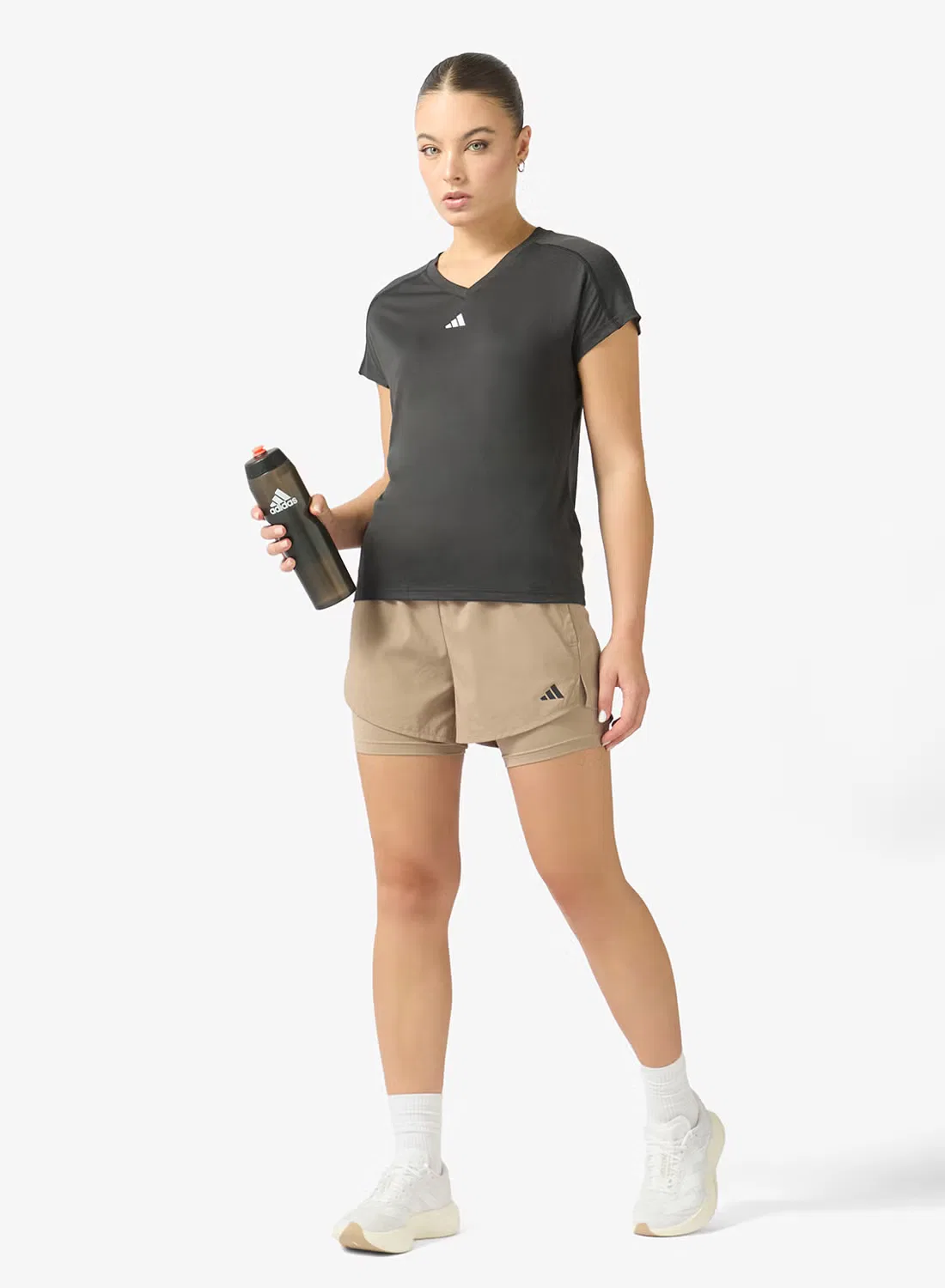 Футболка с V-образным вырезом Aeroready Train Essentials Minimal Branding Adidas, черный — фото 4